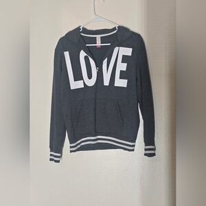 No Boundaries Gray and White LOVE Sweater
